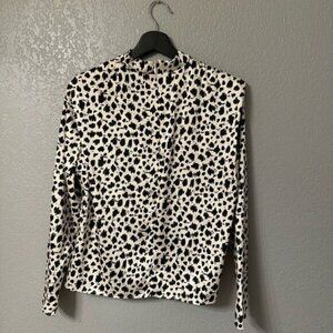 Peated Animal Printed Blouse Top Polyester Size Medium